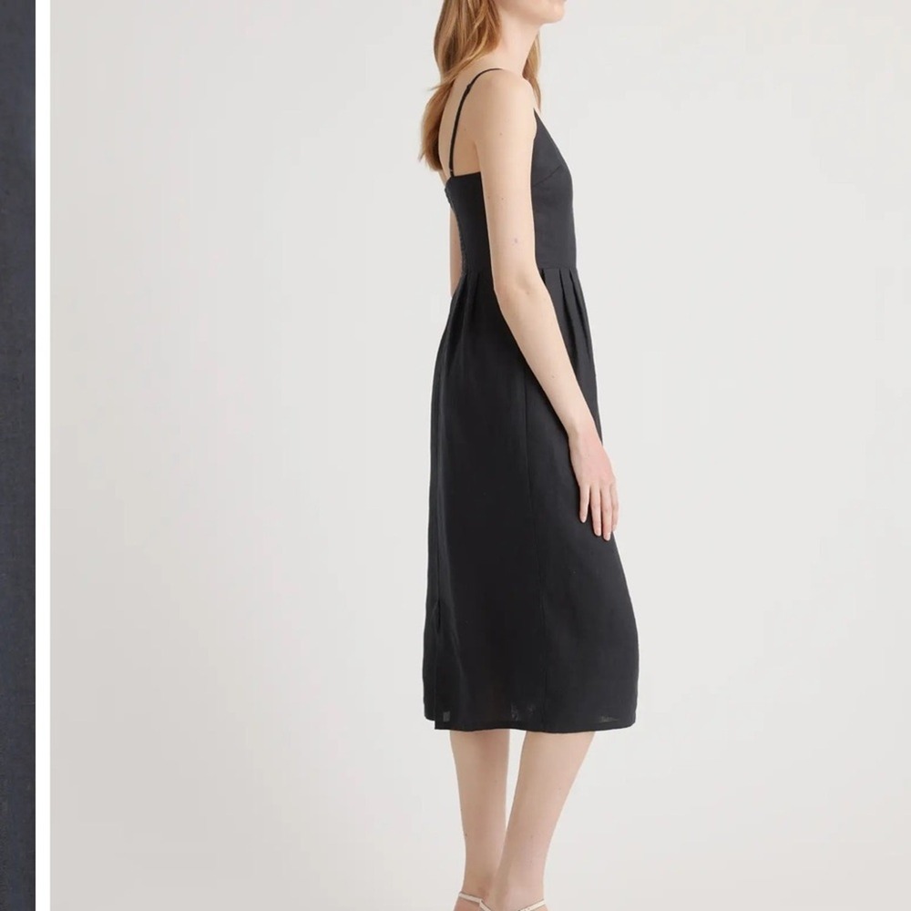 Sleek Black Midi Slip Dress - Women's - Picture 2 of 16